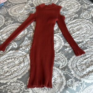 Charlotte Russe Burnt Orange Knit Cold Shoulder Dress